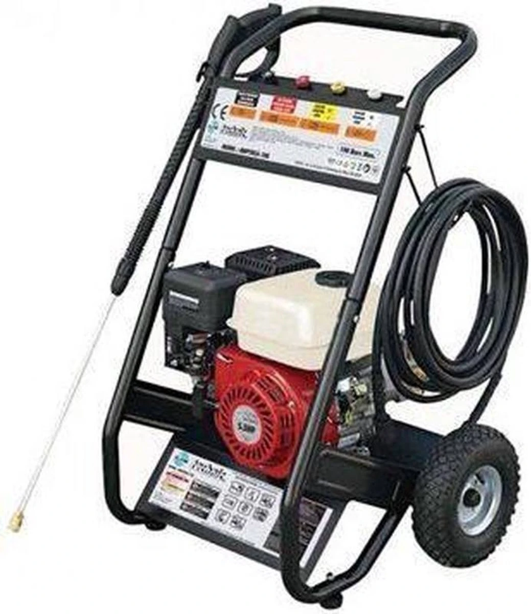Powertech Professionele Hogedrukreiniger Op Benzine - 6.5 PK - 3600 PSI - 220 Bar - Hogedrukreiniger Auto - Terrasreiniger - Oppervlaktereiniger - Autoreiniger - Zwembadreiniger - 5 Snelkoppelstukken- Zwart / Rood 1 Powertech Professionele Hogedrukreiniger Op Benzine - 6.5 PK - 3600 PSI - 220 Bar - Hogedrukreiniger Auto - Terrasreiniger - Oppervlaktereiniger - Autoreiniger - Zwembadreiniger - 5 Snelkoppelstukken- Zwart / Rood