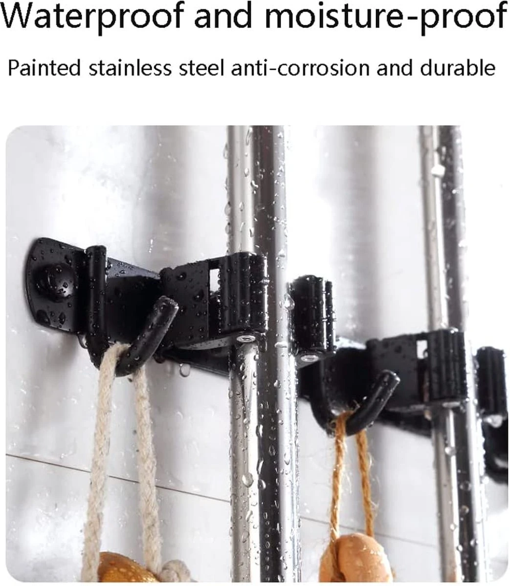 BOTC Bezemhouder - 5 Houders 6 Haken - Gereedschapshouder - Zeflklevend - Bezem Ophangsysteem - Ophanghaken - Tuingereedschap 9 BOTC Bezemhouder - 5 Houders 6 Haken - Gereedschapshouder - Zeflklevend - Bezem Ophangsysteem - Ophanghaken - Tuingereedschap - Afbeelding 9