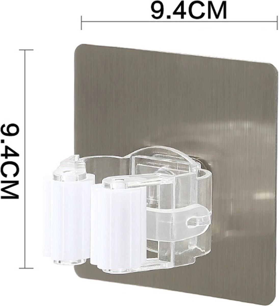 Bezem Houder - Zelfklevend - Zilverkleurig 3 Bezem Houder - Zelfklevend - Zilverkleurig - Afbeelding 3