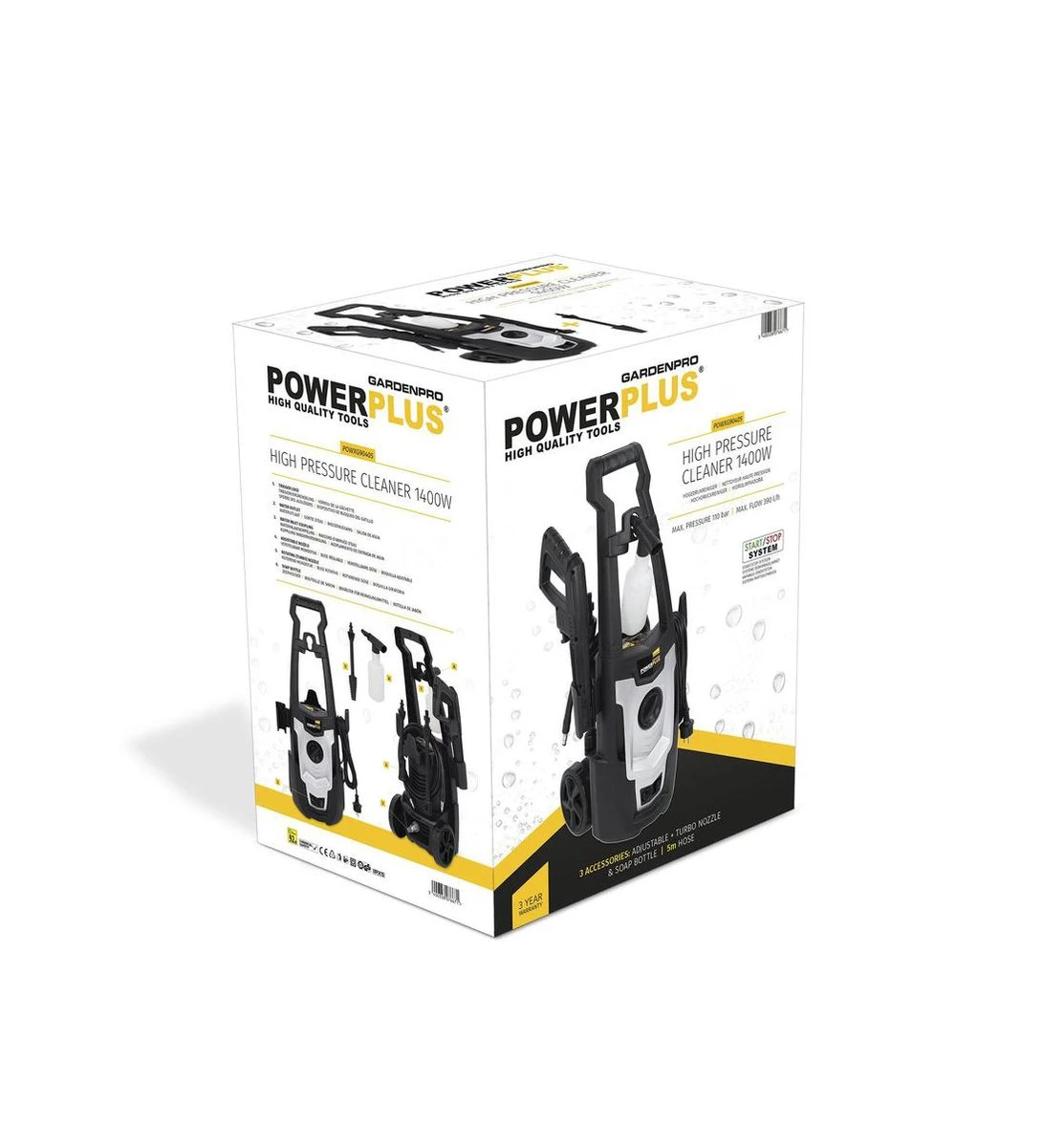 Powerplus POWXG90405 Hogedrukreiniger - 1400W - Max. 110 Bar - 390 L/h - Incl. 5m Slang En Accessoires - Excl. Terrasreiniger - Reiniger Voor Auto, Fiets En Meubelen 6 Powerplus POWXG90405 Hogedrukreiniger - 1400W - Max. 110 Bar - 390 L/h - Incl. 5m Slang En Accessoires - Excl. Terrasreiniger - Reiniger Voor Auto, Fiets En Meubelen - Afbeelding 6