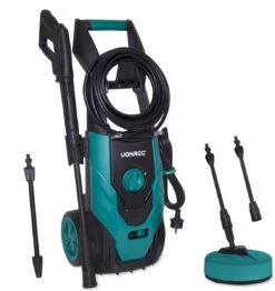 VONROC Hogedrukreiniger V18-2 1800W – 140 Bar – 420 L/h – Incl. 8m Slang, Geïntegreerde Reinigingsmiddelen Tank, Terrasreiniger, Spuitstukken En Accessoires
