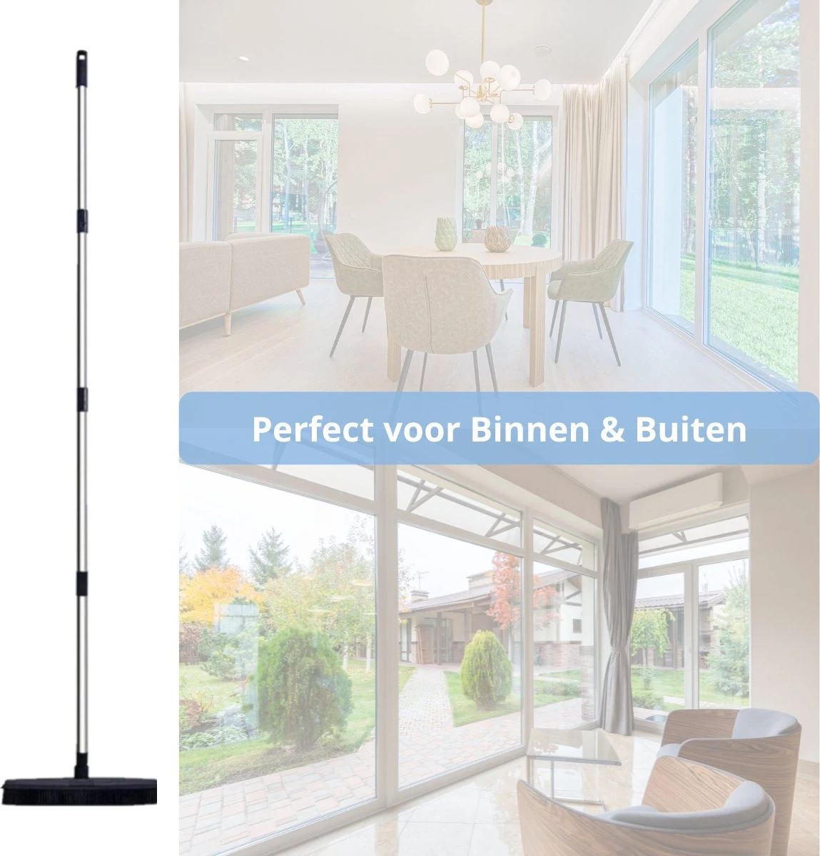 De Blaffende Kat 2 In 1 Rubberen Bezem – Bezem Binnen & Buiten – Vloerwisser Met Steel - Vloertrekker – Veger - Extra Lang 160cm 4 De Blaffende Kat 2 In 1 Rubberen Bezem – Bezem Binnen & Buiten – Vloerwisser Met Steel - Vloertrekker – Veger - Extra Lang 160cm - Afbeelding 4