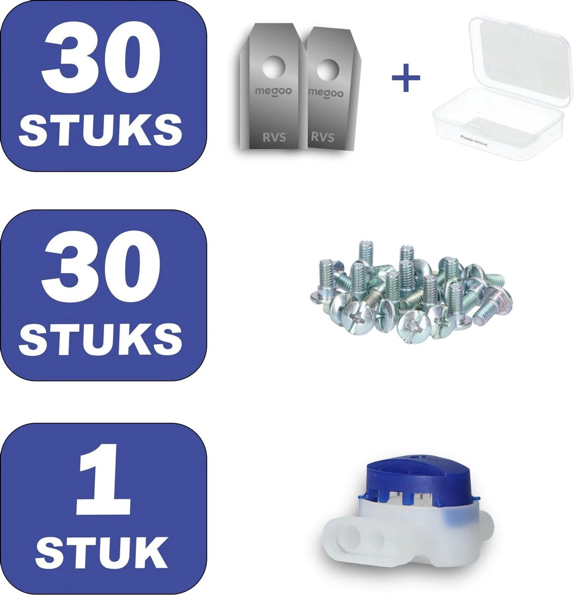 Mesjes Voor Gardena Robotmaaier - Husqvarna Automower - 30st - RVS Coated - Plastic Box + CONNECTOR 2 Mesjes Voor Gardena Robotmaaier - Husqvarna Automower - 30st - RVS Coated - Plastic Box + CONNECTOR - Afbeelding 2