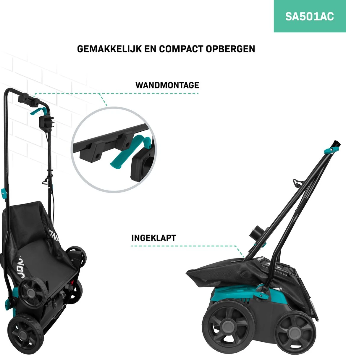 VONROC Elektrische Verticuteermachine - Gazonbeluchter – 1300W – Maaibreedte 320 Mm – 4 Dieptestanden (12/9/6/3 Mm) – Incl. 35L. Opvangbak 4 VONROC Elektrische Verticuteermachine - Gazonbeluchter – 1300W – Maaibreedte 320 Mm – 4 Dieptestanden (12/9/6/3 Mm) – Incl. 35L. Opvangbak - Afbeelding 4