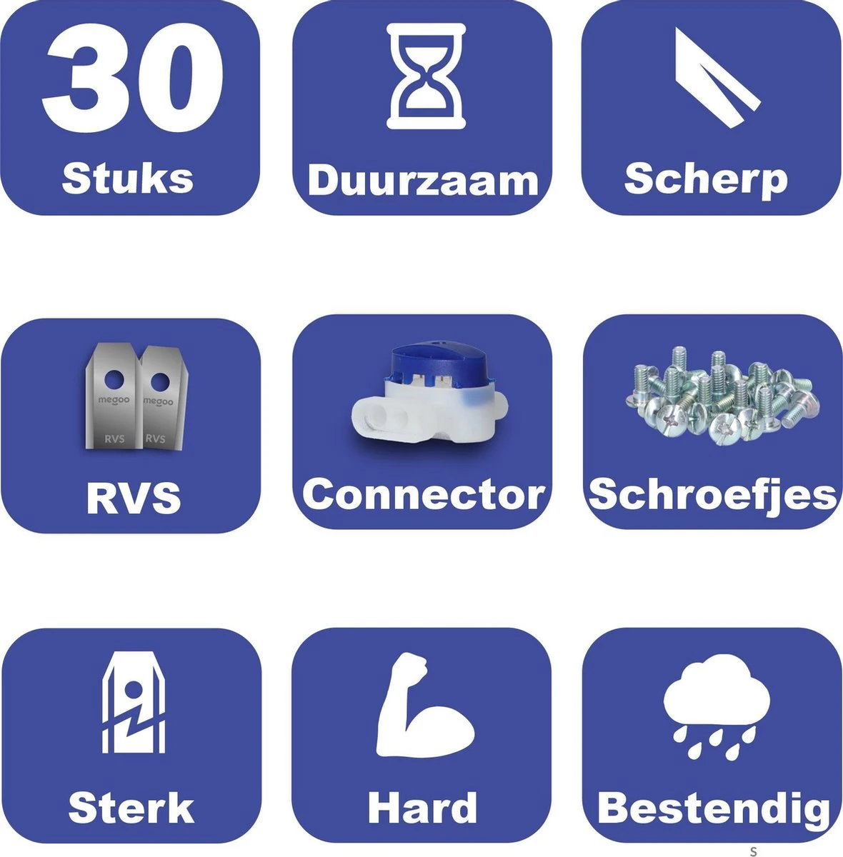 Mesjes Voor Gardena Robotmaaier - Husqvarna Automower - 30st - RVS Coated - Plastic Box + CONNECTOR 4 Mesjes Voor Gardena Robotmaaier - Husqvarna Automower - 30st - RVS Coated - Plastic Box + CONNECTOR - Afbeelding 4