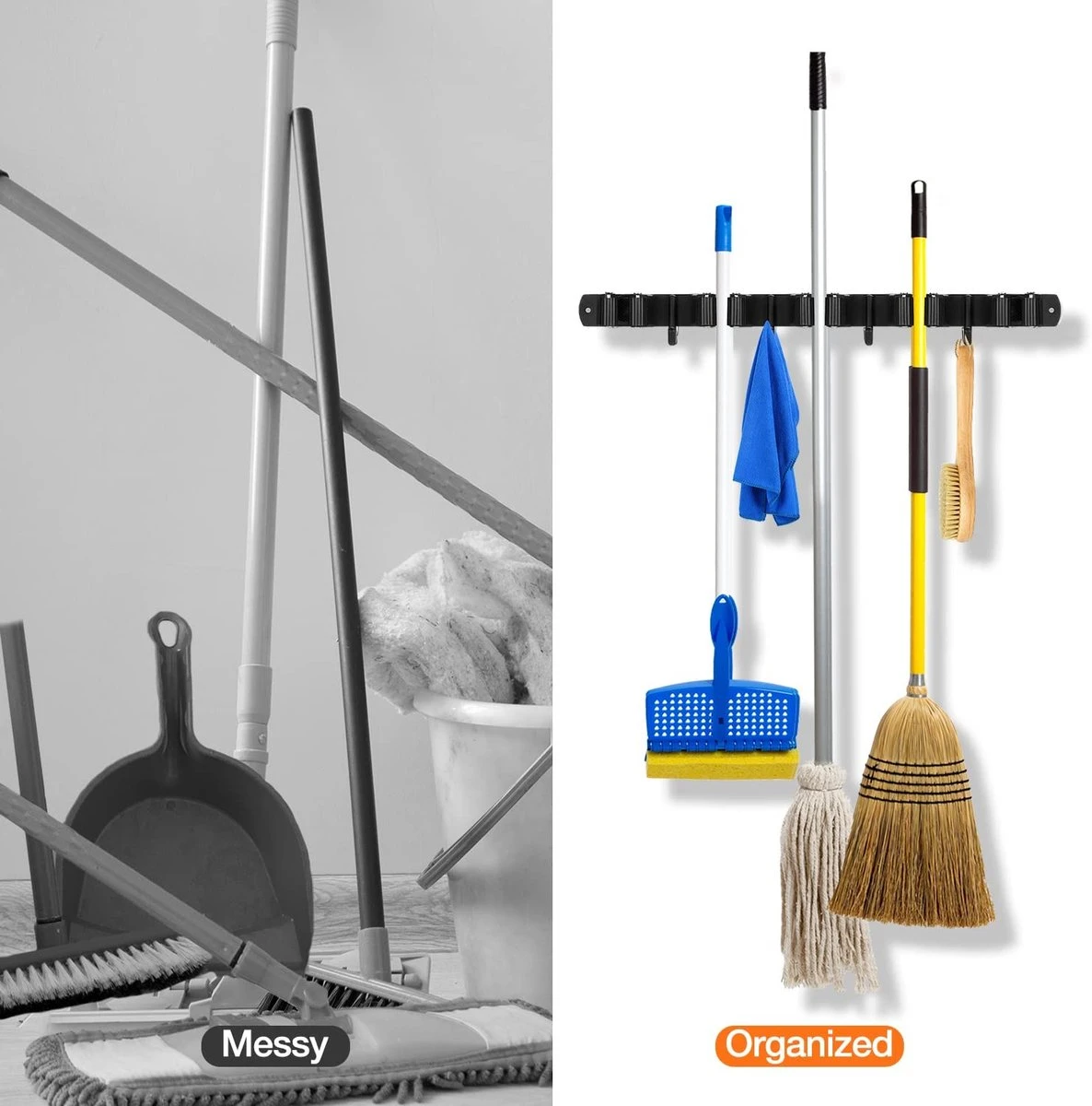 BOTC Bezemhouder - 5 Houders 6 Haken - Gereedschapshouder - Zeflklevend - Bezem Ophangsysteem - Ophanghaken - Tuingereedschap 4 BOTC Bezemhouder - 5 Houders 6 Haken - Gereedschapshouder - Zeflklevend - Bezem Ophangsysteem - Ophanghaken - Tuingereedschap - Afbeelding 4