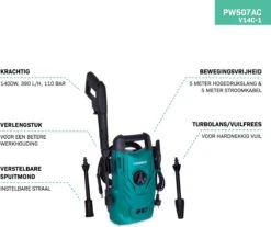 VONROC Hogedrukreiniger V14C-1 - 1400W – 110 Bar – 390 L/h – Compact - Incl. 5m Slang, Spuitstukken En Accessoires 9 VONROC Hogedrukreiniger V14C-1 - 1400W – 110 Bar – 390 L/h – Compact - Incl. 5m Slang, Spuitstukken En Accessoires -Tuingereedschaps Winkel 1200x1008