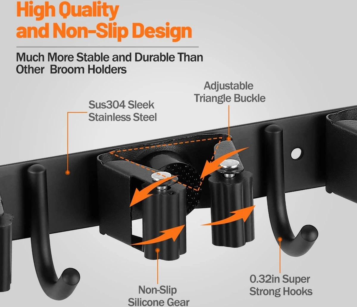 BOTC Bezemhouder - 5 Houders 6 Haken - Gereedschapshouder - Zeflklevend - Bezem Ophangsysteem - Ophanghaken - Tuingereedschap 3 BOTC Bezemhouder - 5 Houders 6 Haken - Gereedschapshouder - Zeflklevend - Bezem Ophangsysteem - Ophanghaken - Tuingereedschap - Afbeelding 3