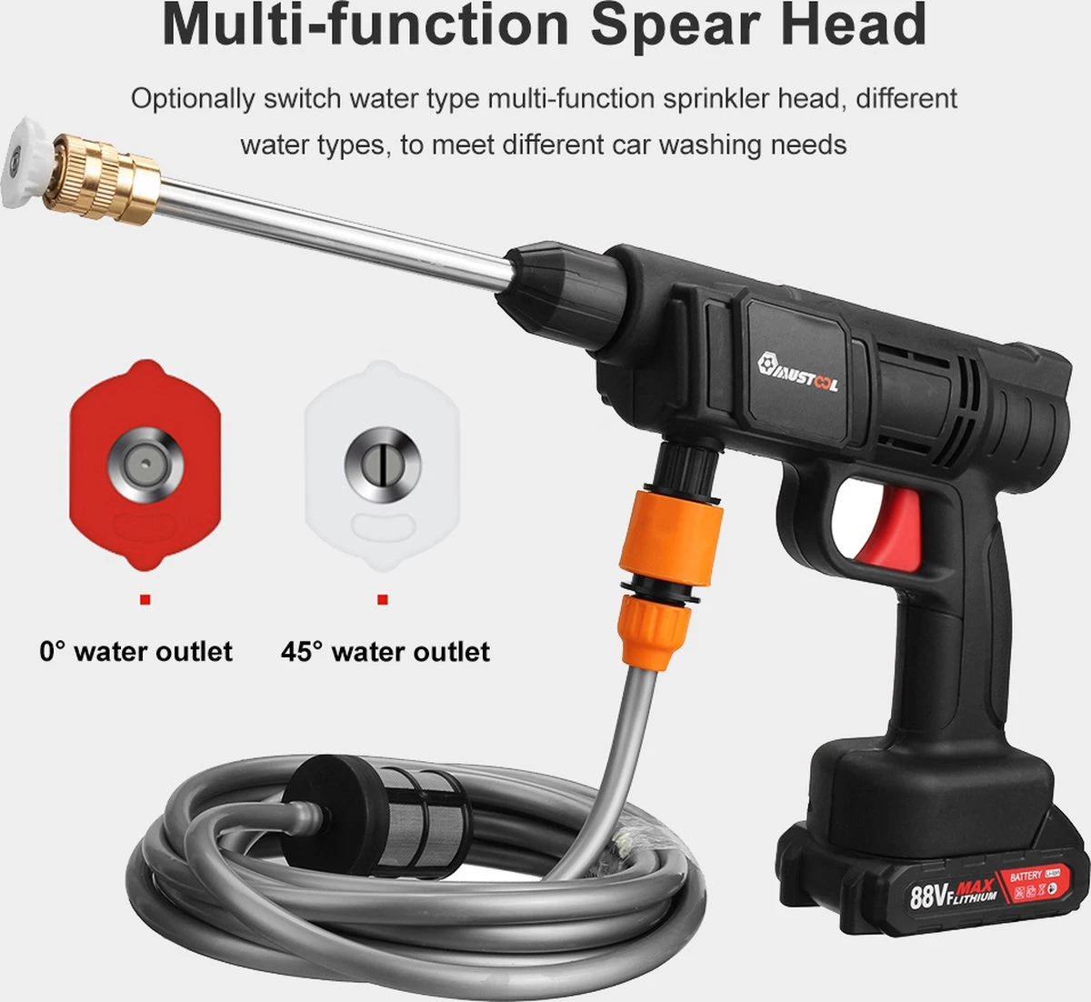 Merkloos Elektrische Accu-Hogedrukreiniger - 1.2mpa - Multifunctioneel Mondstuk - Draagbaar Oplaadbaar Snoerloos - Reinigingsspuitpistool - Met Rijke Accessoires - Voor Auto, Tuin, Terras, Raam - Zwart 2 Merkloos Elektrische Accu-Hogedrukreiniger - 1.2mpa - Multifunctioneel Mondstuk - Draagbaar Oplaadbaar Snoerloos - Reinigingsspuitpistool - Met Rijke Accessoires - Voor Auto, Tuin, Terras, Raam - Zwart - Afbeelding 2