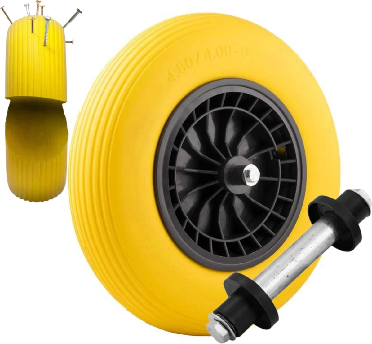 Merkloos Kruiwagenwiel Anti Lek - 4.80/4.00-8 - Massief PU Band - Lekvrij Wiel Met 130mm As - Kruiwagenband 4.80/400 Voor Kruiwagen 1 Merkloos Kruiwagenwiel Anti Lek - 4.80/4.00-8 - Massief PU Band - Lekvrij Wiel Met 130mm As - Kruiwagenband 4.80/400 Voor Kruiwagen