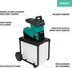 VONROC Stille Hakselaar/Shredder 2800W – Voor Takken Tot Ø45mm – Incl. 60L Opvangbak & Duwstok 10 VONROC Stille Hakselaar/Shredder 2800W – Voor Takken Tot Ø45mm – Incl. 60L Opvangbak & Duwstok -Tuingereedschaps Winkel 1200x1134