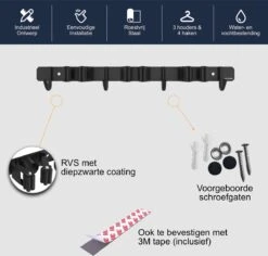 Volcan Bezemhouder - Bezem Ophangsysteem Tuingereedschap - Gereedschapshouder - Zelfklevend - 3M Tape - 3 Houders 4 Haken - RVS Zwart 12 Volcan Bezemhouder - Bezem Ophangsysteem Tuingereedschap - Gereedschapshouder - Zelfklevend - 3M Tape - 3 Houders 4 Haken - RVS Zwart -Tuingereedschaps Winkel 1200x1148 3
