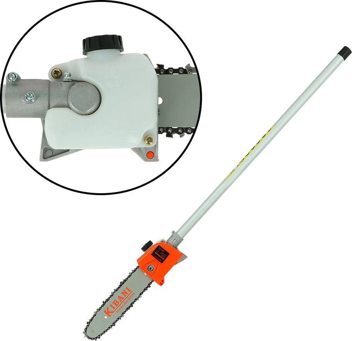 Kibani 6-in-1 Multitool - 52 Cc / 1.9 PK 2-takt Benzine Motor - Heggenschaar, Kettingzaag, Grastrimmer, Maaidraad 100M, Onkruidborstel, Zaagblad, Maaidraad 100 M & Bosmaaier 13 Kibani 6-in-1 Multitool - 52 Cc / 1.9 PK 2-takt Benzine Motor - Heggenschaar, Kettingzaag, Grastrimmer, Maaidraad 100M, Onkruidborstel, Zaagblad, Maaidraad 100 M & Bosmaaier - Afbeelding 13