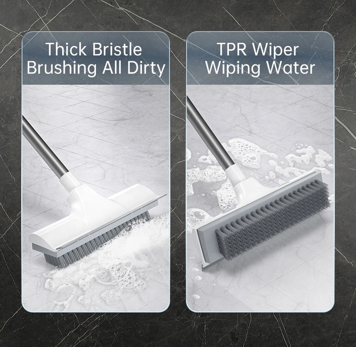 Synx Tools Luiwagen Borstel 2-in-1 Trekker - Badkamer Borstel Vloertrekker Met Steel Schrobborstel - Harde Borstelharen - Vloerwisser Badkamer - Met Telescopische Steel 3 Synx Tools Luiwagen Borstel 2-in-1 Trekker - Badkamer Borstel Vloertrekker Met Steel Schrobborstel - Harde Borstelharen - Vloerwisser Badkamer - Met Telescopische Steel - Afbeelding 3