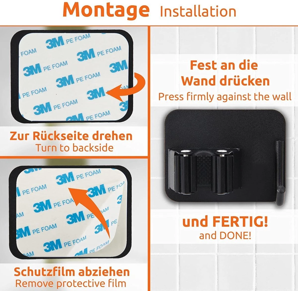 BOTC Bezemhouder - 4 Stuks - RVS - Bezem Ophangsysteem - Bezem Houder - Tuingereedschap - Zwart 6 BOTC Bezemhouder - 4 Stuks - RVS - Bezem Ophangsysteem - Bezem Houder - Tuingereedschap - Zwart - Afbeelding 6