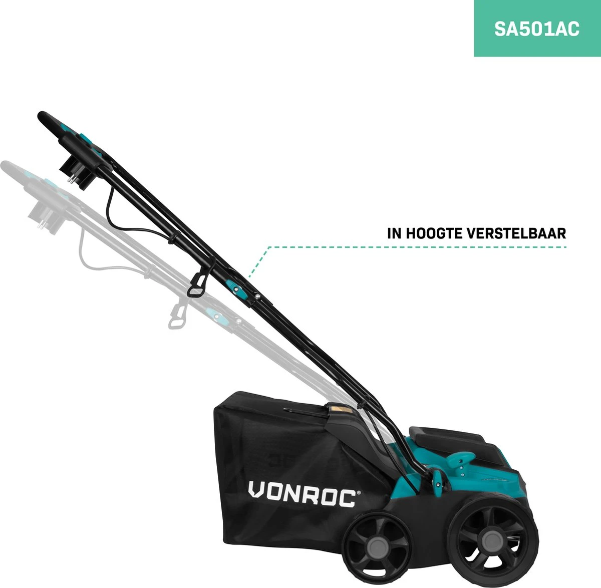 VONROC Elektrische Verticuteermachine - Gazonbeluchter – 1300W – Maaibreedte 320 Mm – 4 Dieptestanden (12/9/6/3 Mm) – Incl. 35L. Opvangbak 6 VONROC Elektrische Verticuteermachine - Gazonbeluchter – 1300W – Maaibreedte 320 Mm – 4 Dieptestanden (12/9/6/3 Mm) – Incl. 35L. Opvangbak - Afbeelding 6