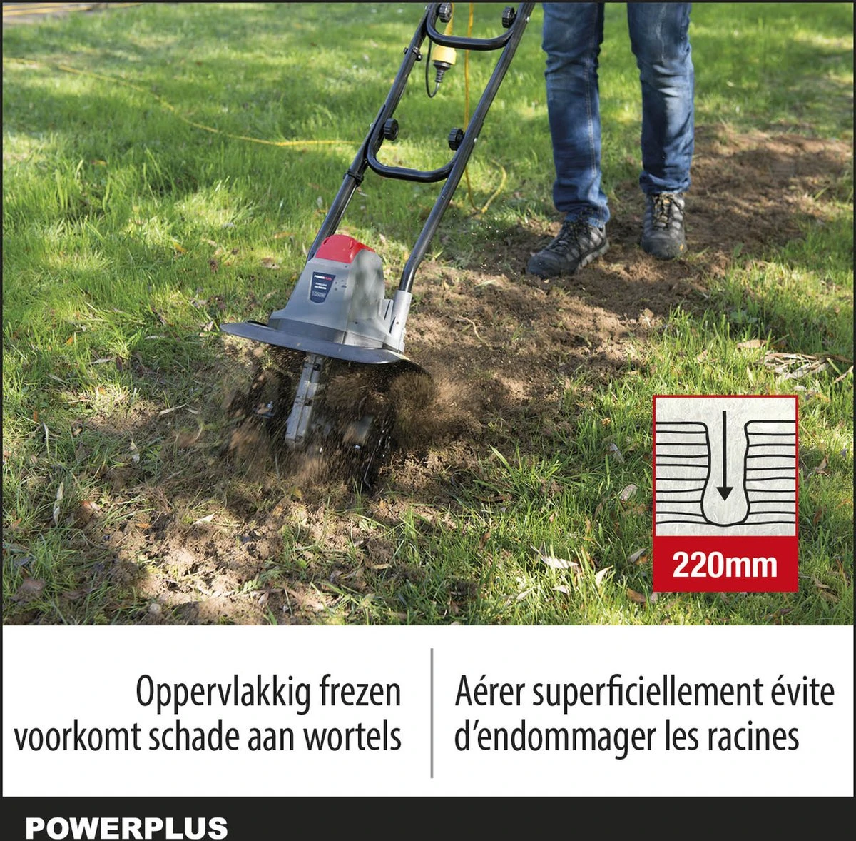 Powerplus POWEG7010 Tuinfrees - 1050W - Werkbreedte 320mm - Werkdiepte Max. 220mm - Incl. 4 Messen 3 Powerplus POWEG7010 Tuinfrees - 1050W - Werkbreedte 320mm - Werkdiepte Max. 220mm - Incl. 4 Messen - Afbeelding 3
