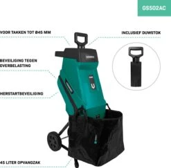 VONROC Hakselaar/Shredder 2500W – Voor Takken Tot Ø45mm – Incl. 45L Opvangzak & Duwstok 8 VONROC Hakselaar/Shredder 2500W – Voor Takken Tot Ø45mm – Incl. 45L Opvangzak & Duwstok -Tuingereedschaps Winkel 1200x1179 1