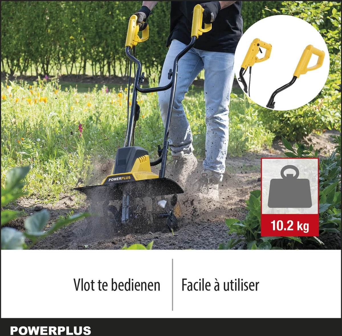 Powerplus POWXG72010 Tuinfrees - 1500W - Werkbreedte 450mm - Werkdiepte Max. 220mm - Incl. 6 Messen En Wielen 4 Powerplus POWXG72010 Tuinfrees - 1500W - Werkbreedte 450mm - Werkdiepte Max. 220mm - Incl. 6 Messen En Wielen - Afbeelding 4