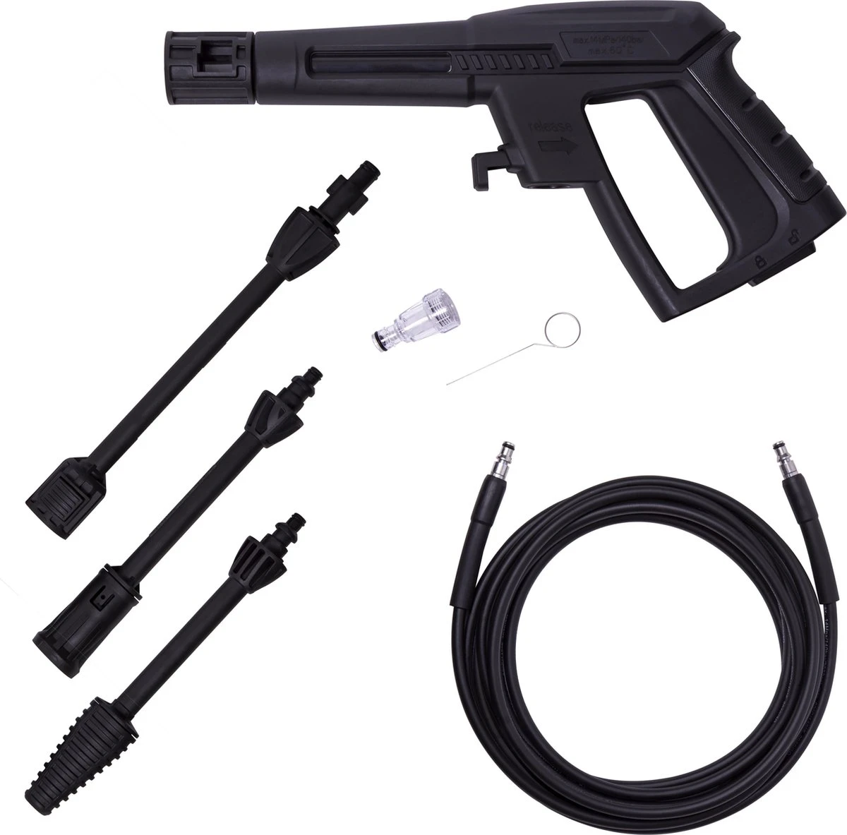 VONROC Hogedrukreiniger V14-1 - 1400W – 110 Bar – 390 L/h – Incl. 5m Slang, Spuitstukken En Accessoires 4 VONROC Hogedrukreiniger V14-1 - 1400W – 110 Bar – 390 L/h – Incl. 5m Slang, Spuitstukken En Accessoires - Afbeelding 4