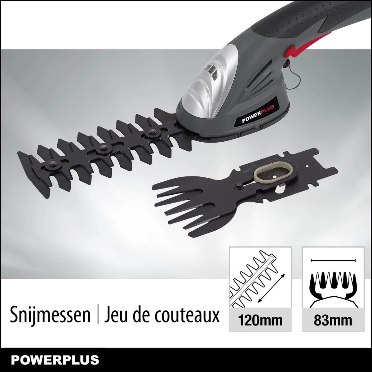 Powerplus POWEG4500 Gras-/Heggenschaar Accu - 7.2V - Snoeien En Knippen - Zwaardlengte 83/120mm - Mesafstand 8mm - Incl. 1,5Ah Accu En Lader - Haagschaar Voor Tuinonderhoud 5 Powerplus POWEG4500 Gras-/Heggenschaar Accu - 7.2V - Snoeien En Knippen - Zwaardlengte 83/120mm - Mesafstand 8mm - Incl. 1,5Ah Accu En Lader - Haagschaar Voor Tuinonderhoud - Afbeelding 5