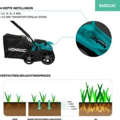 VONROC Elektrische Verticuteermachine - Gazonbeluchter – 1300W – Maaibreedte 320 Mm – 4 Dieptestanden (12/9/6/3 Mm) – Incl. 35L. Opvangbak 12 VONROC Elektrische Verticuteermachine - Gazonbeluchter – 1300W – Maaibreedte 320 Mm – 4 Dieptestanden (12/9/6/3 Mm) – Incl. 35L. Opvangbak -Tuingereedschaps Winkel 1200x1200 278