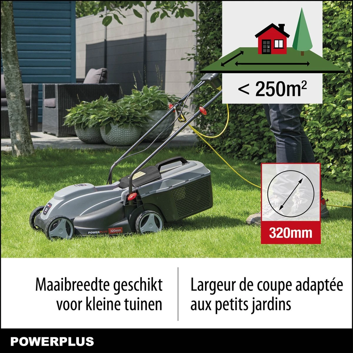 Powerplus POWEG63703 Elektrische Grasmaaier - Grasmachine Voor Kleine Tuin - 1000 W - 32cm Maaibreedte - 30L Opvangbak - Verstelbare Maaihoogte 6 Powerplus POWEG63703 Elektrische Grasmaaier - Grasmachine Voor Kleine Tuin - 1000 W - 32cm Maaibreedte - 30L Opvangbak - Verstelbare Maaihoogte - Afbeelding 6