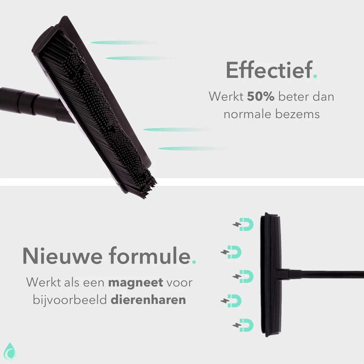 CLEANLY® Rubberen Bezem Met Vloerwisser - Kappersbezem - Zachte Bezem Binnen & Buiten - Vloertrekker Met Steel - 68-150 Cm 5 CLEANLY® Rubberen Bezem Met Vloerwisser - Kappersbezem - Zachte Bezem Binnen & Buiten - Vloertrekker Met Steel - 68-150 Cm - Afbeelding 5