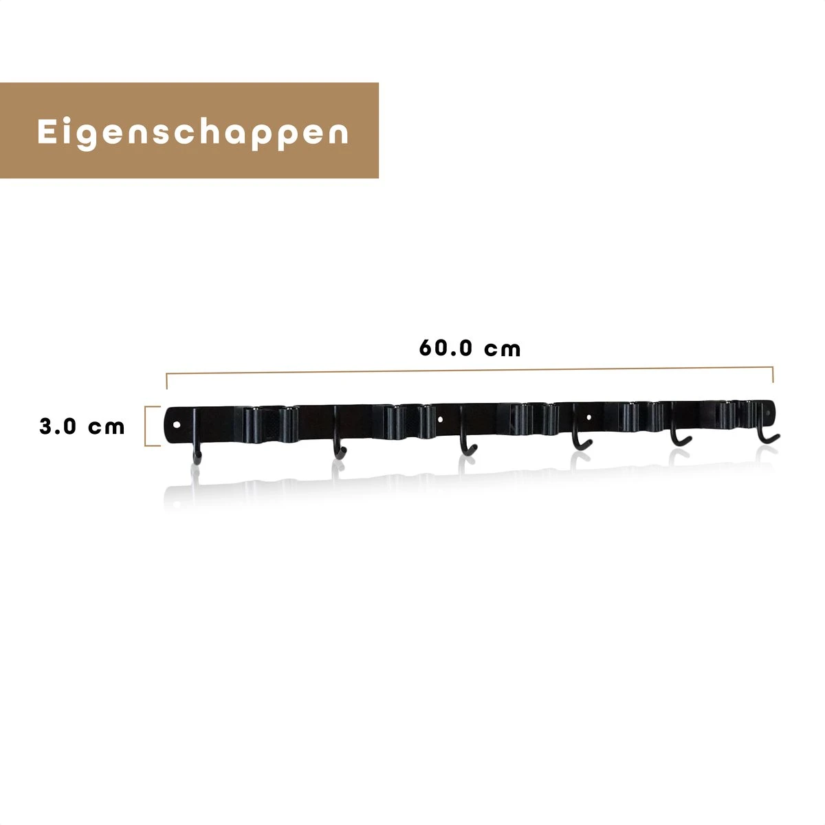 Bezem Ophangsysteem – Bezemhouder – Tuingereedschap – RVS – 5 Houders – 6 Haken - BAULK® 4 Bezem Ophangsysteem – Bezemhouder – Tuingereedschap – RVS – 5 Houders – 6 Haken - BAULK® - Afbeelding 4