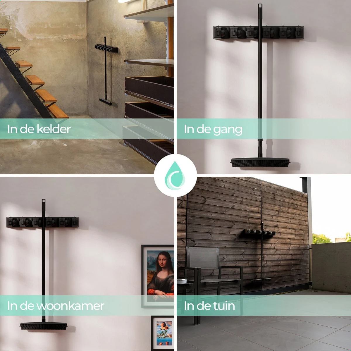 CLEANLY® Bezemhouder - Ophangsysteem Voor Tuingereedschap - Bezem Ophangsysteem - Gereedschapshouder Met Ophanghaken - ABS 7 CLEANLY® Bezemhouder - Ophangsysteem Voor Tuingereedschap - Bezem Ophangsysteem - Gereedschapshouder Met Ophanghaken - ABS - Afbeelding 7