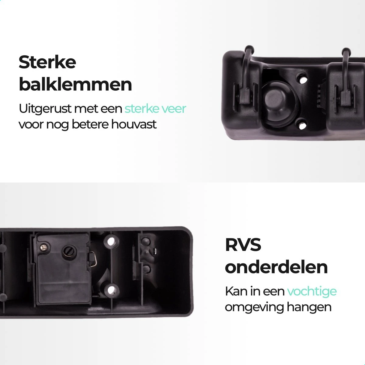 CLEANLY® Bezemhouder - Ophangsysteem Voor Tuingereedschap - Bezem Ophangsysteem - Gereedschapshouder Met Ophanghaken - ABS 9 CLEANLY® Bezemhouder - Ophangsysteem Voor Tuingereedschap - Bezem Ophangsysteem - Gereedschapshouder Met Ophanghaken - ABS - Afbeelding 9