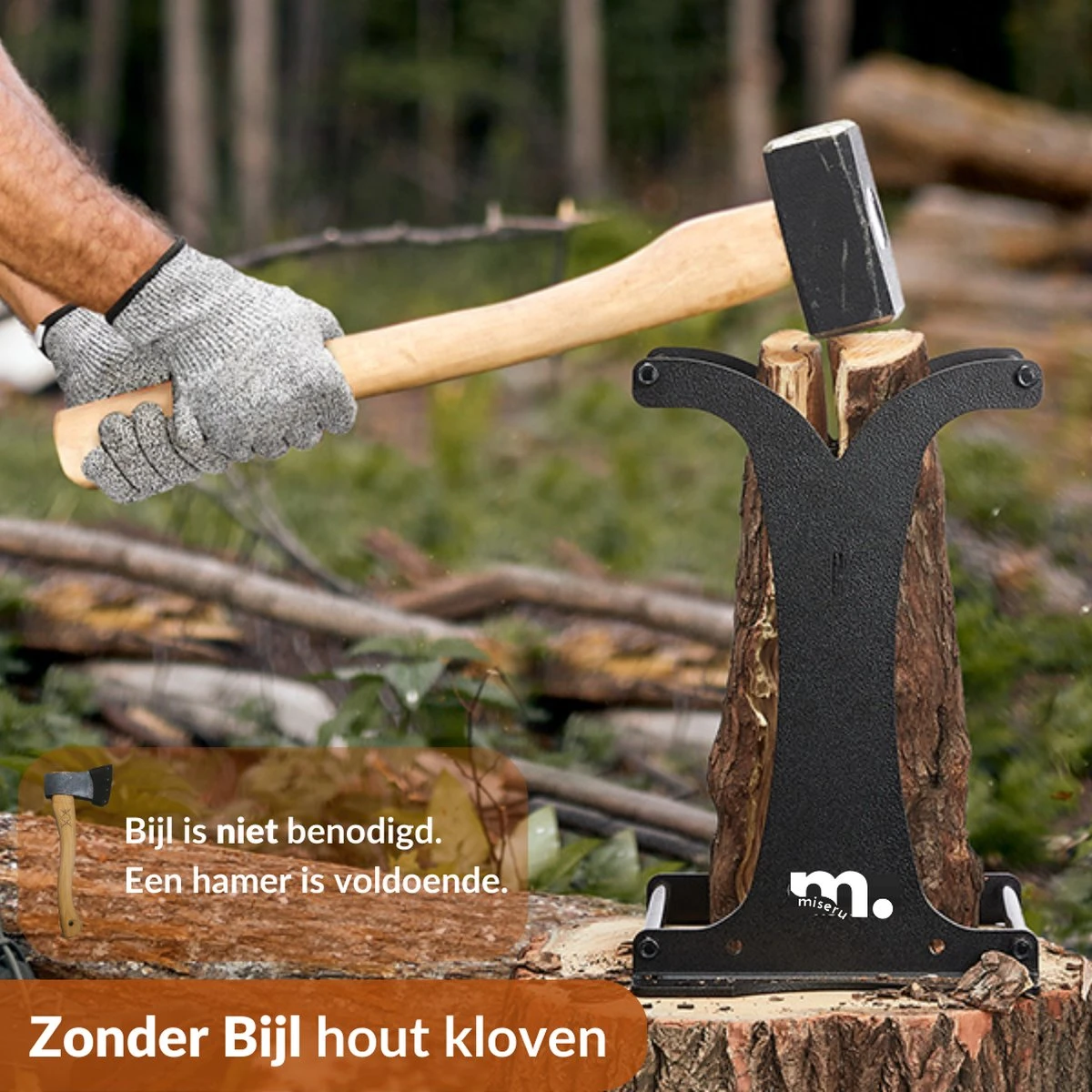 Miseru Houtklover – Zonder Bijl – No Axe – HANDMADE In Holland Houtsplijter – Houtkliever – Houtklover Voor Aanmaakhout – Ook Voor Stammen - Metaal 2 Miseru Houtklover – Zonder Bijl – No Axe – HANDMADE In Holland Houtsplijter – Houtkliever – Houtklover Voor Aanmaakhout – Ook Voor Stammen - Metaal - Afbeelding 2