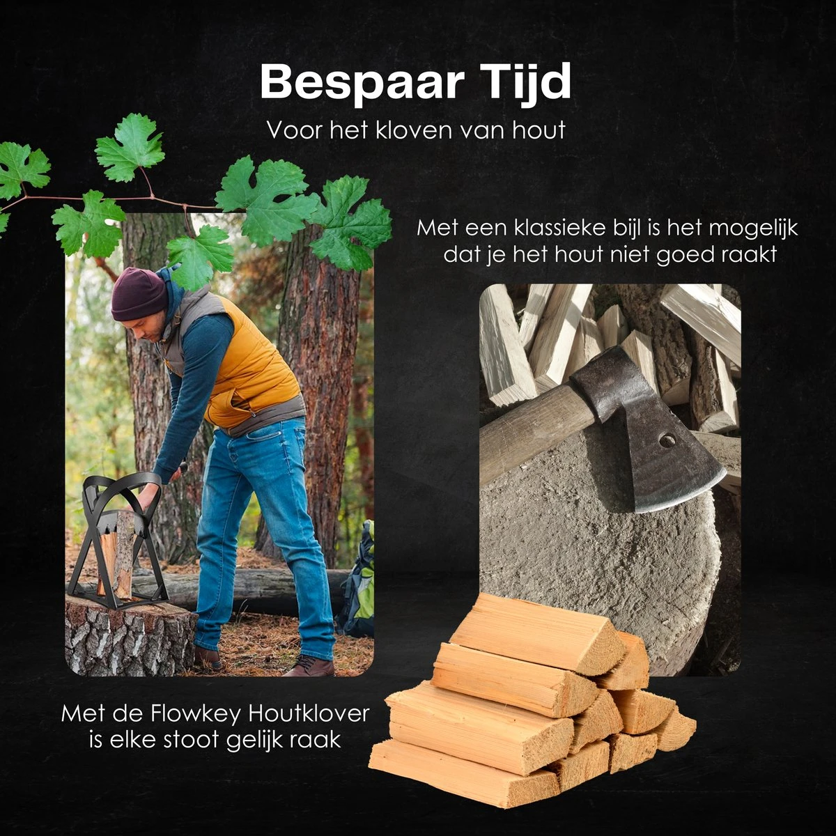 Flowkey® Houtklover - Houtsplijter Bijl - Houtkliever Kloofwig Gietijzer - Voor Hout & Aanmaakhout - Inclusief Gratis Hamer 4 Flowkey® Houtklover - Houtsplijter Bijl - Houtkliever Kloofwig Gietijzer - Voor Hout & Aanmaakhout - Inclusief Gratis Hamer - Afbeelding 4