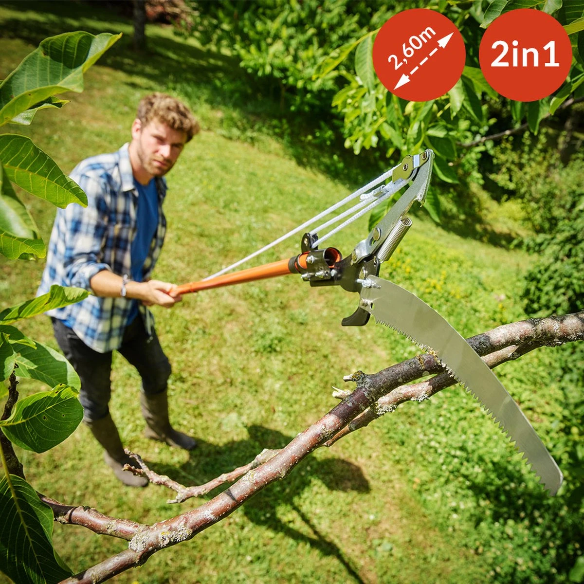 Gardebruk Takkenzaag Telescopisch - 2in1 Zaag & Snoeischaar - Oranje 6 Gardebruk Takkenzaag Telescopisch - 2in1 Zaag & Snoeischaar - Oranje - Afbeelding 6