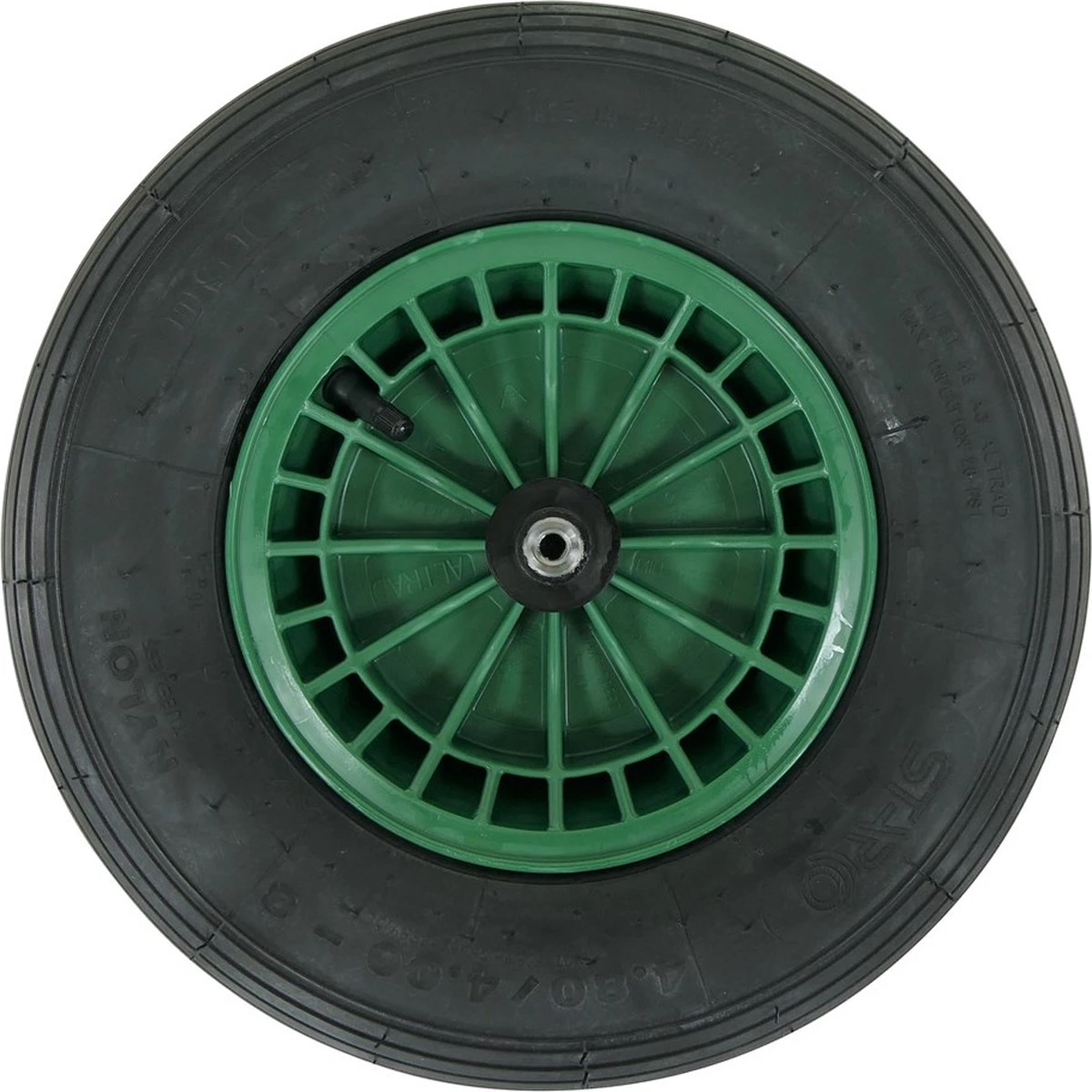 FORT 2PLy Kruiwagenwiel 400x100mm, Kunststof Velg, Kleur Groen, Luchtband 1 FORT 2PLy Kruiwagenwiel 400x100mm, Kunststof Velg, Kleur Groen, Luchtband