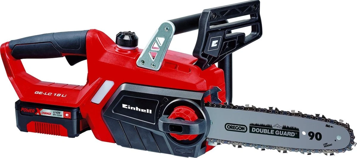Einhell Accu Kettingzaag GE-LC 18 Li Kit (1x3,0Ah) Power X-Change (Li-Ion - 18 V - 25 Cm Zwaardlengte - 23 Cm Snijlengte - Terugslagbescherming - Kettingvangbout - Incl. 3,0 Ah Accu En Lader) 2 Einhell Accu Kettingzaag GE-LC 18 Li Kit (1x3,0Ah) Power X-Change (Li-Ion - 18 V - 25 Cm Zwaardlengte - 23 Cm Snijlengte - Terugslagbescherming - Kettingvangbout - Incl. 3,0 Ah Accu En Lader) - Afbeelding 2