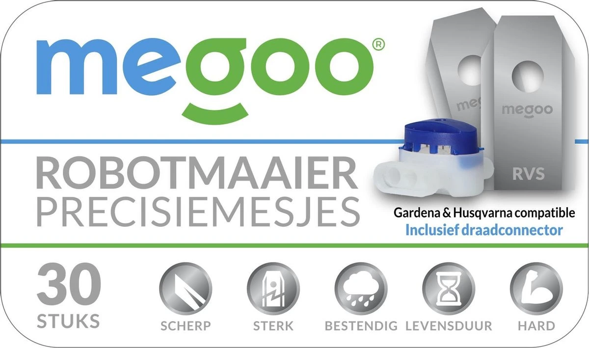 Mesjes Voor Gardena Robotmaaier - Husqvarna Automower - 30st - RVS Coated - Plastic Box + CONNECTOR 5 Mesjes Voor Gardena Robotmaaier - Husqvarna Automower - 30st - RVS Coated - Plastic Box + CONNECTOR - Afbeelding 5