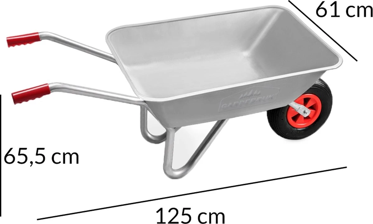 Gardebruk Kruiwagen 80 Liter – Belastbaarheid 100 Kg - Zilver 3 Gardebruk Kruiwagen 80 Liter – Belastbaarheid 100 Kg - Zilver - Afbeelding 3