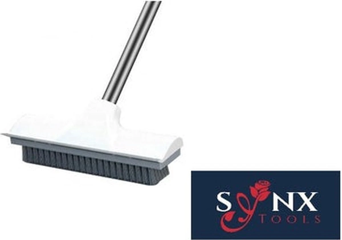 Synx Tools Luiwagen Borstel 2-in-1 Trekker - Badkamer Borstel Vloertrekker Met Steel Schrobborstel - Harde Borstelharen - Vloerwisser Badkamer - Met Telescopische Steel 4 Synx Tools Luiwagen Borstel 2-in-1 Trekker - Badkamer Borstel Vloertrekker Met Steel Schrobborstel - Harde Borstelharen - Vloerwisser Badkamer - Met Telescopische Steel - Afbeelding 4