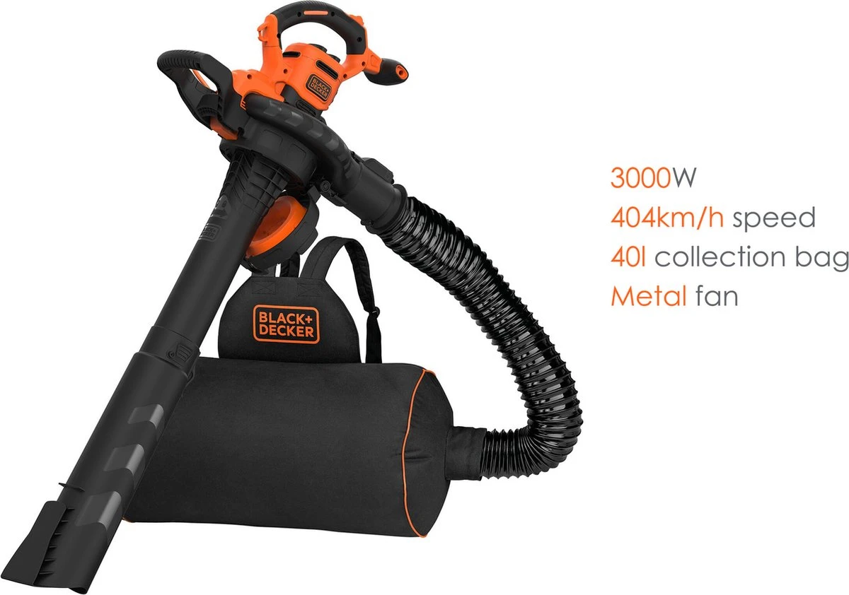 Black & Decker BLACK+DECKER BEBLV300SB-QS Bladblazer - 404 Km/u - 3000W - Zuig-/blaasfunctie - Gesnoerd 2 Black & Decker BLACK+DECKER BEBLV300SB-QS Bladblazer - 404 Km/u - 3000W - Zuig-/blaasfunctie - Gesnoerd - Afbeelding 2