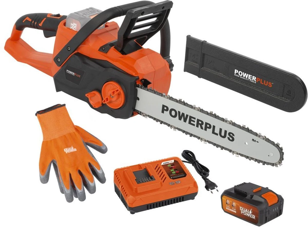 Powerplus Dual Power POWDPGSET33 Accu Kettingzaag - 40V - 30 Cm Zwaardlengte -2x20V Accu -1 X Lader 1 Powerplus Dual Power POWDPGSET33 Accu Kettingzaag - 40V - 30 Cm Zwaardlengte -2x20V Accu -1 X Lader