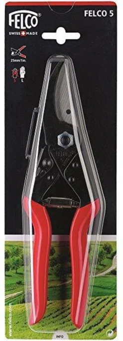 Felco 5 Snoeischaar - Voor Grote Handen - Max. Knipdiameter 25 Mm - Lengte 225 Mm -Tuingereedschaps Winkel 435x1200