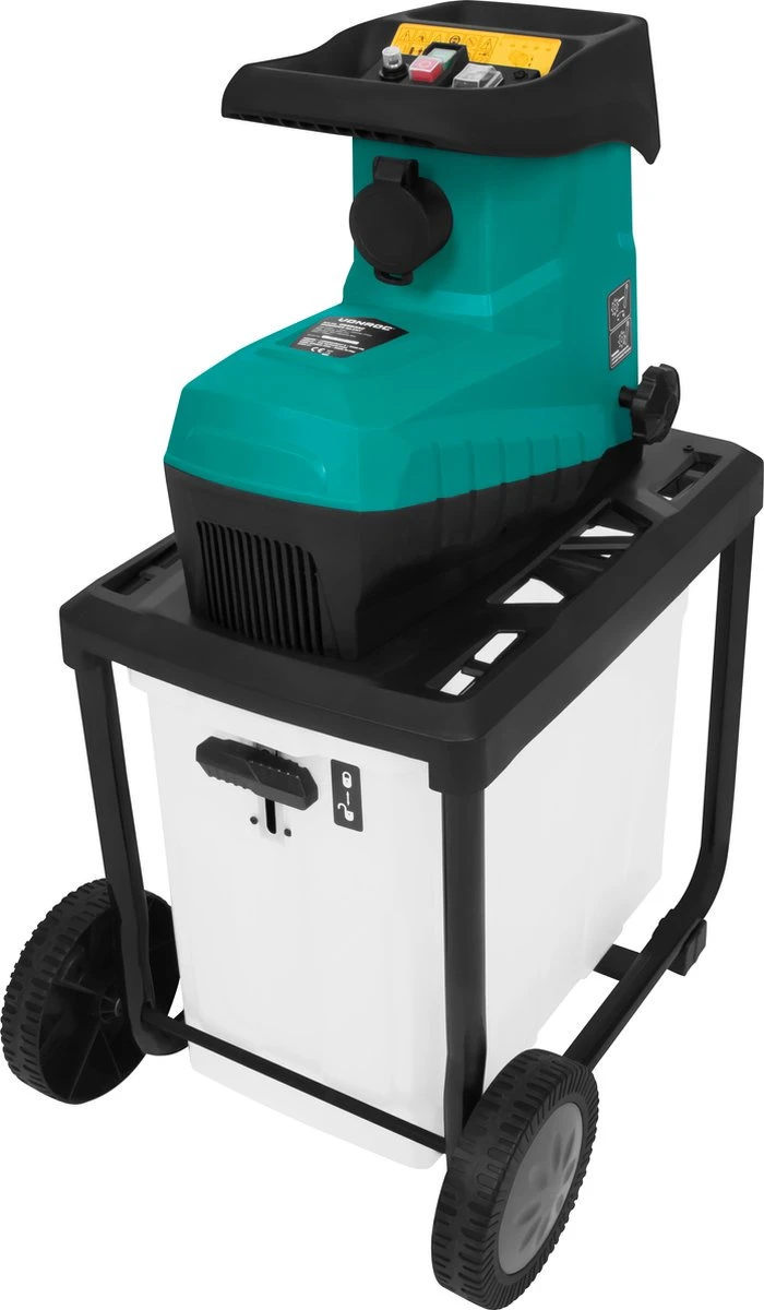 VONROC Stille Hakselaar/Shredder 2800W – Voor Takken Tot Ø45mm – Incl. 60L Opvangbak & Duwstok 7 VONROC Stille Hakselaar/Shredder 2800W – Voor Takken Tot Ø45mm – Incl. 60L Opvangbak & Duwstok - Afbeelding 7