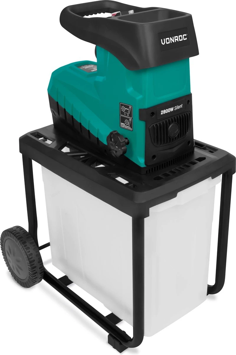VONROC Stille Hakselaar/Shredder 2800W – Voor Takken Tot Ø45mm – Incl. 60L Opvangbak & Duwstok 1 VONROC Stille Hakselaar/Shredder 2800W – Voor Takken Tot Ø45mm – Incl. 60L Opvangbak & Duwstok