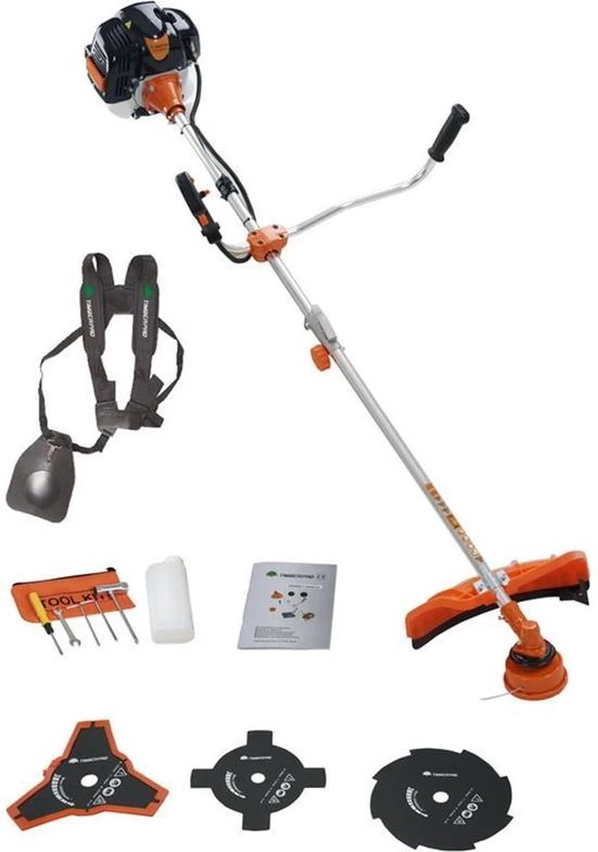 TIMBERPRO - Bosmaaier 2-in-1 - Benzine - Draad En Mes - 52 Cm³ - 3,0 PK. 1 TIMBERPRO - Bosmaaier 2-in-1 - Benzine - Draad En Mes - 52 Cm³ - 3,0 PK.