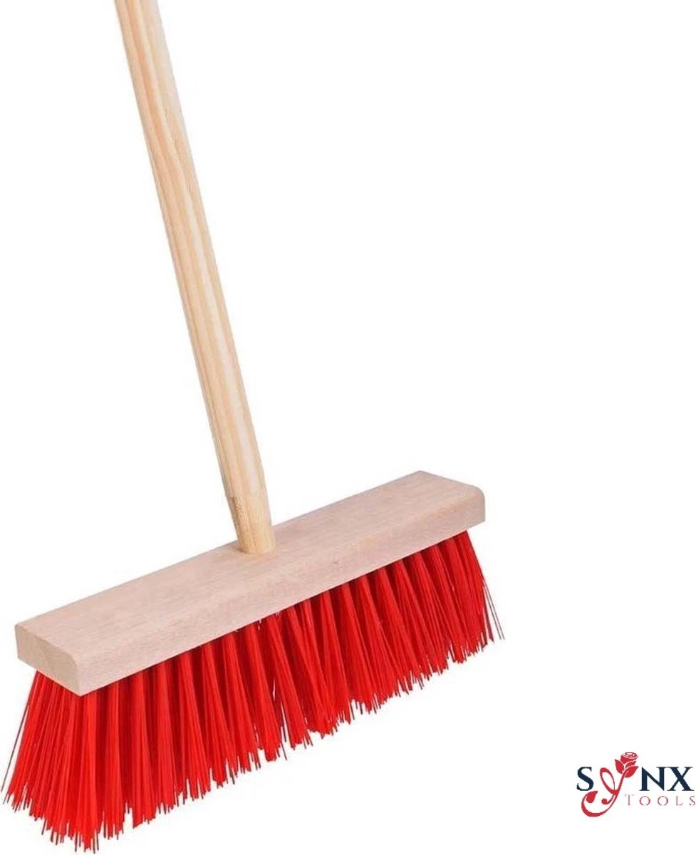 Synx Tools Harde Bezem Rood- Tuinbezem -Nylon - 30 Cm - Straatbezem - Bezems - Besem Veger - Buiten Bezem Met Steel 150 Cm - Schoonmaakartikelen - Schrobborstels 1 Synx Tools Harde Bezem Rood- Tuinbezem -Nylon - 30 Cm - Straatbezem - Bezems - Besem Veger - Buiten Bezem Met Steel 150 Cm - Schoonmaakartikelen - Schrobborstels